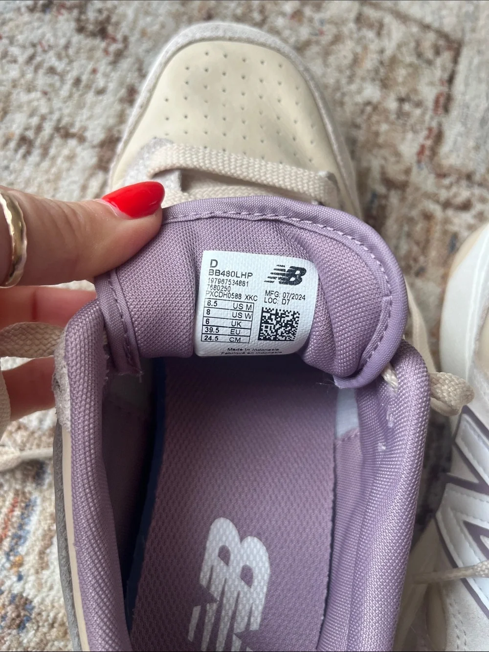 New Balance 480 Women's Cream & Lavender Low-Top Sneakers